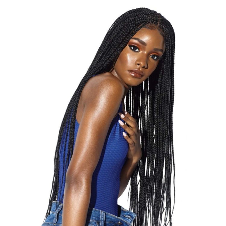B1104 Long Hair Stretch Mesh Chemical Fiber Headgear Braid Wig(Black)