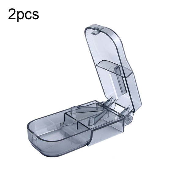 2pcs R8335 Transparent Medicine Cutter Food Grade Plastic Split Cartridge Pill Separator(Black)