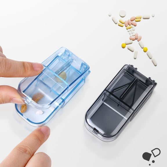 2pcs R8335 Transparent Medicine Cutter Food Grade Plastic Split Cartridge Pill Separator(Black)