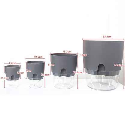 Transparent Plastic Double-Layer Water Storage Automatic Water-Absorbing Flowerpot, Size: A707 Caliber 15.3cm(Gray Transparent Basin) - Flower Pots & Planters by PMC Jewellery | Online Shopping South Africa | PMC Jewellery | Buy Now Pay Later Mobicred