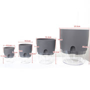 Transparent Plastic Double-Layer Water Storage Automatic Water-Absorbing Flowerpot, Size: A709 Caliber 23.5cm(White Transparent Basin)