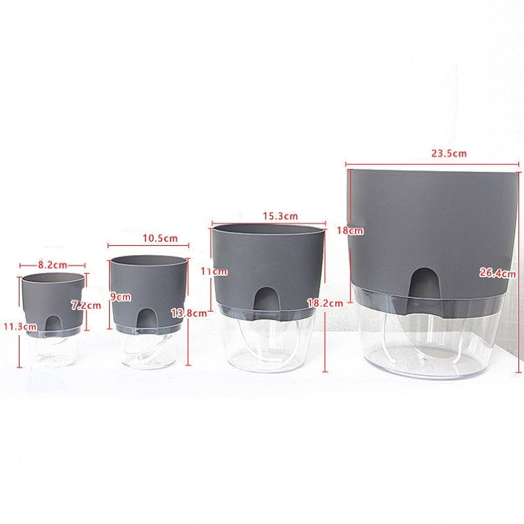 Transparent Plastic Double-Layer Water Storage Automatic Water-Absorbing Flowerpot, Size: A709 Caliber 23.5cm(White Transparent Basin)