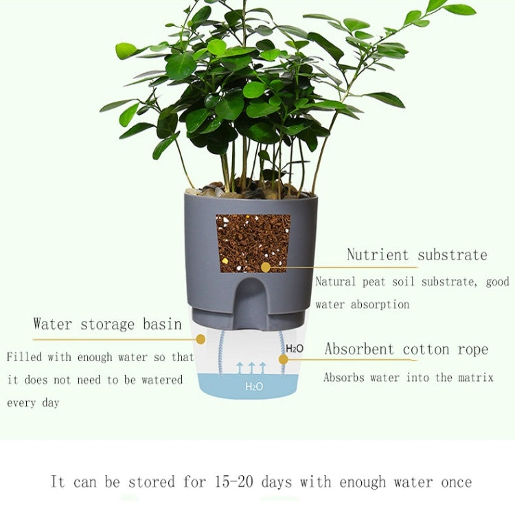 Transparent Plastic Double-Layer Water Storage Automatic Water-Absorbing Flowerpot, Size: A709 Caliber 23.5cm(White Transparent Basin)