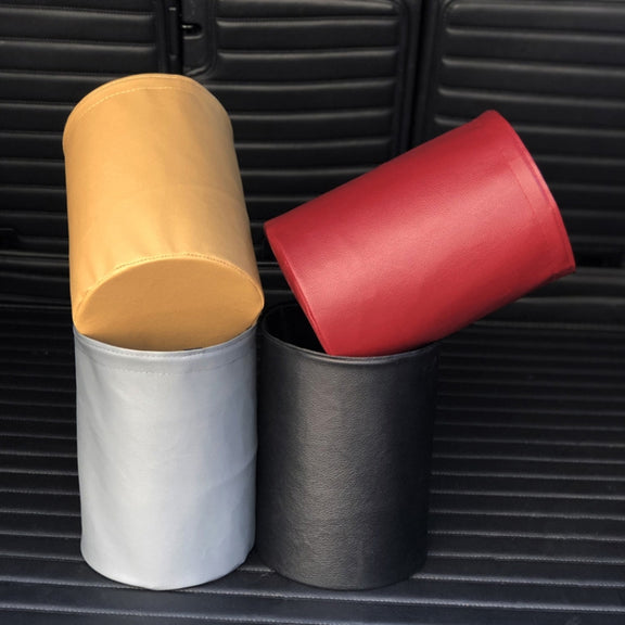 2 PCS Leather Foldable Car Trash Can Mini Chair Back Suspended Water-resistant Trash Can(Beige)