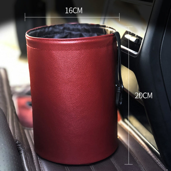 2 PCS Leather Foldable Car Trash Can Mini Chair Back Suspended Water-resistant Trash Can(Beige)