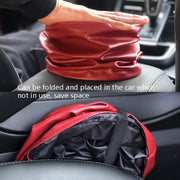 2 PCS Leather Foldable Car Trash Can Mini Chair Back Suspended Water-resistant Trash Can(Wine Red)