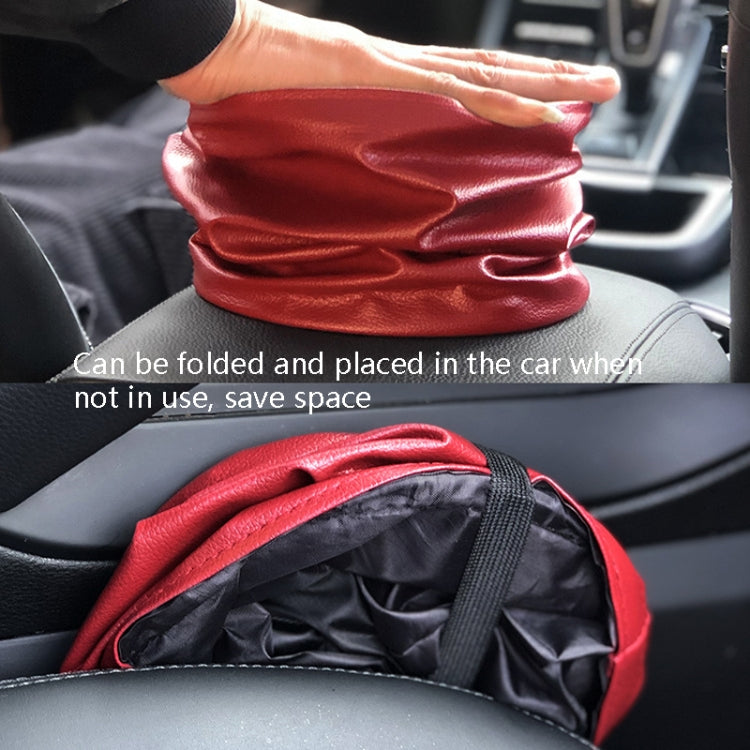 2 PCS Leather Foldable Car Trash Can Mini Chair Back Suspended Water-resistant Trash Can(Beige)