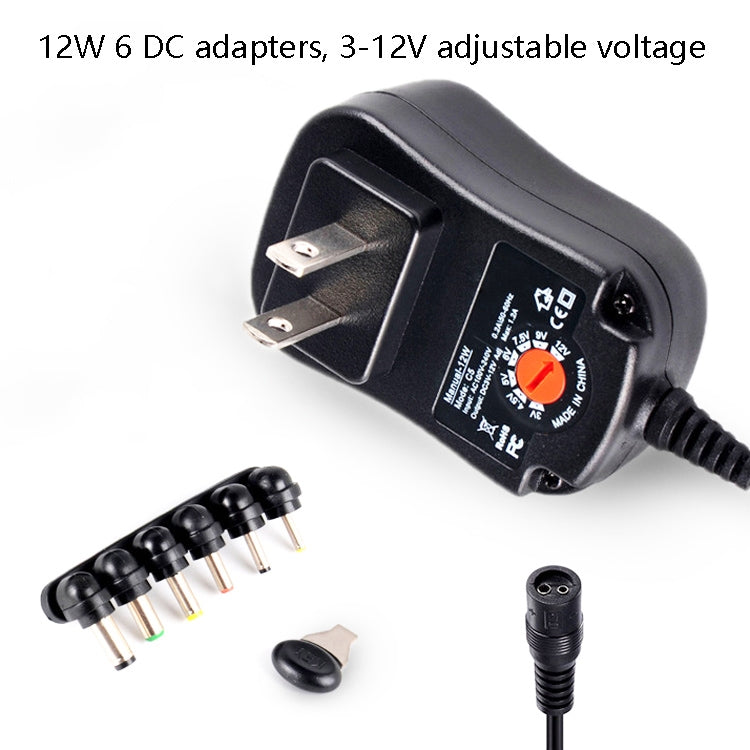 C5 3-12V 12W Adjustable Voltage Regulated Switch Power Supply Power Adapter Multifunction Charger With DC Tips(UK Plug)