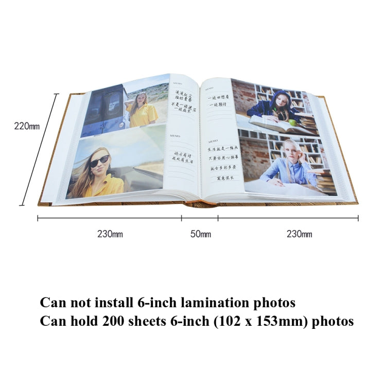 4R 6 Inch 200 Sheets Cloth Photo Album Baby Growth Memorial Album Interstitial Album(Golden)