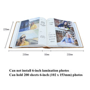 4R 6 Inch 200 Sheets Cloth Photo Album Baby Growth Memorial Album Interstitial Album(Red Wine)