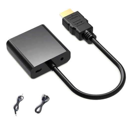 2 PCS Jasoz 1080P HDMI To VGA Converter Oxygen-Free Copper Core, Colour: With Audio Power Supply (Black) - free shipping - PMC Jewellery - Order now!