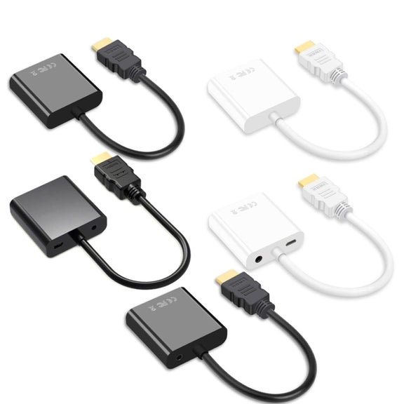 2 PCS Jasoz 1080P HDMI To VGA Converter Oxygen-Free Copper Core, Colour: With Audio Power Supply (Black)