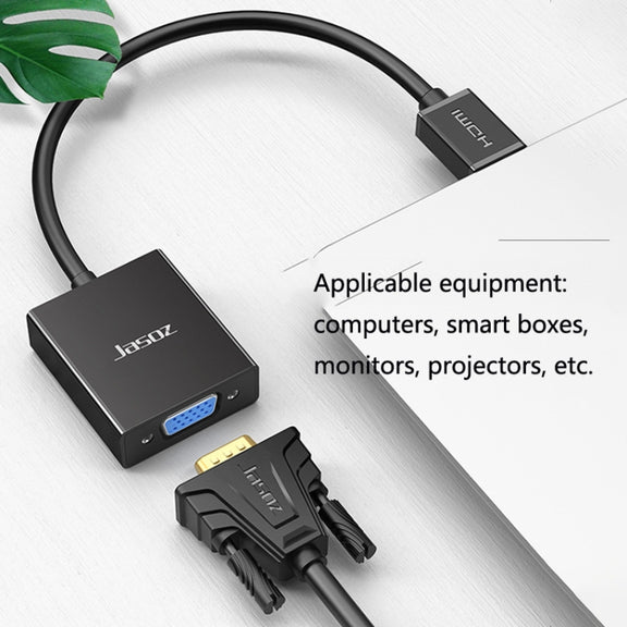 2 PCS Jasoz 1080P HDMI To VGA Converter Oxygen-Free Copper Core, Colour: With Audio Power Supply (White)