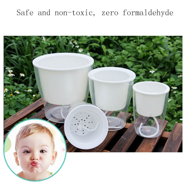 Fully Transparent Hydroponic Flower Pots Water Level Visible Non-Broken Glue Self-Absorbent Plastic Flower Pots, Size: W03 Caliber 11cm(Full Transparency)