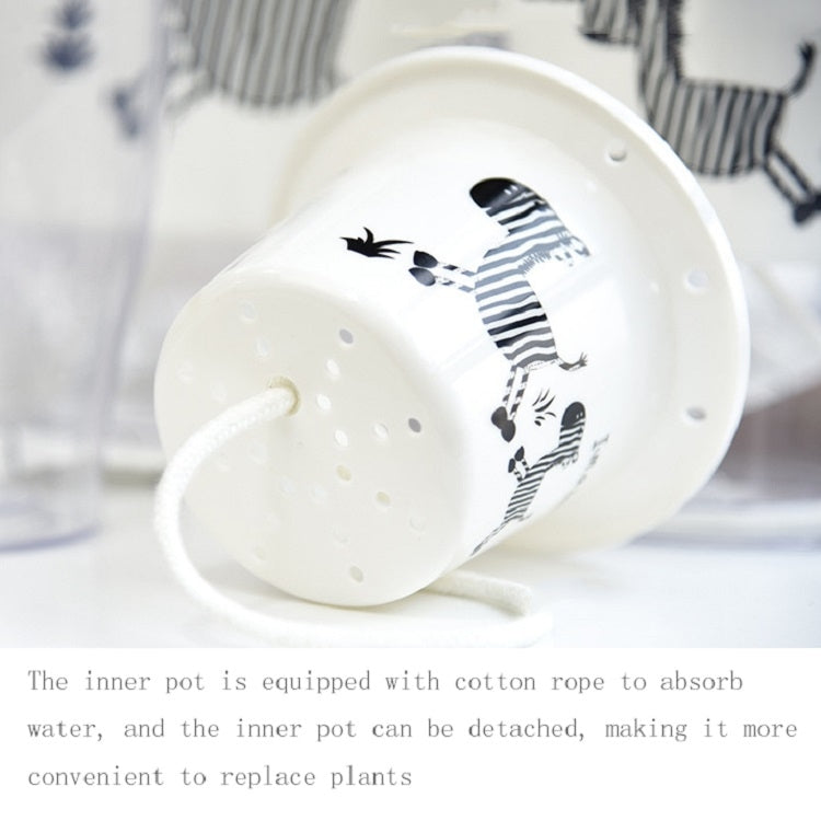 Fully Transparent Hydroponic Flower Pots Water Level Visible Non-Broken Glue Self-Absorbent Plastic Flower Pots, Size: W03 Caliber 11cm(Full Transparent Zebra Pattern) - Flower Pots & Planters by PMC Jewellery | Online Shopping South Africa | PMC Jewellery | Buy Now Pay Later Mobicred