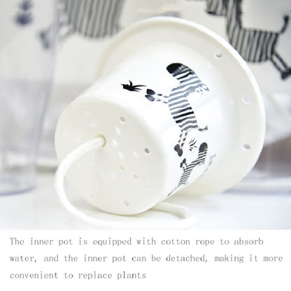 Fully Transparent Hydroponic Flower Pots Water Level Visible Non-Broken Glue Self-Absorbent Plastic Flower Pots, Size: W03 Caliber 11cm(Full Transparent Zebra Pattern) - Flower Pots & Planters by PMC Jewellery | Online Shopping South Africa | PMC Jewellery | Buy Now Pay Later Mobicred