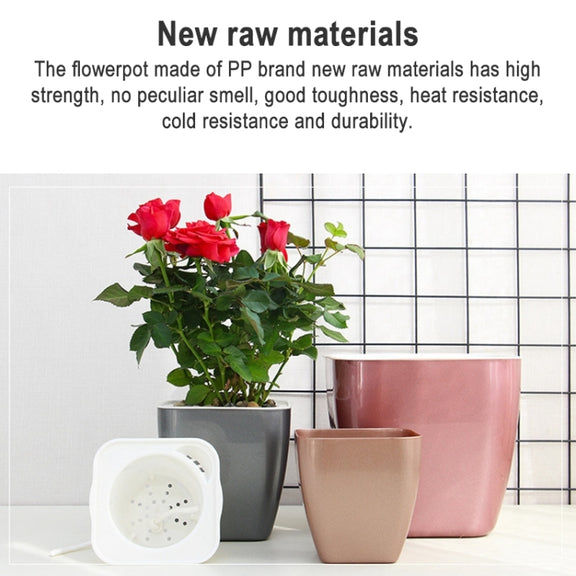 Imitation Metal Colorful Water Storage Plastic Flowerpot, Size: G105 Small Pot(Square Silver Grey)