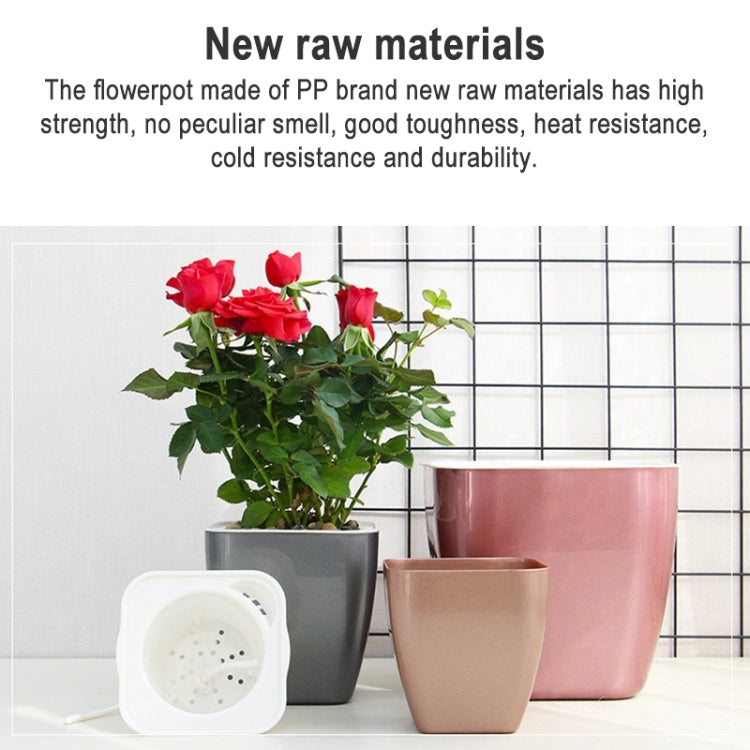 Imitation Metal Colorful Water Storage Plastic Flowerpot, Size: G105 Small Pot(Square Silver Grey)