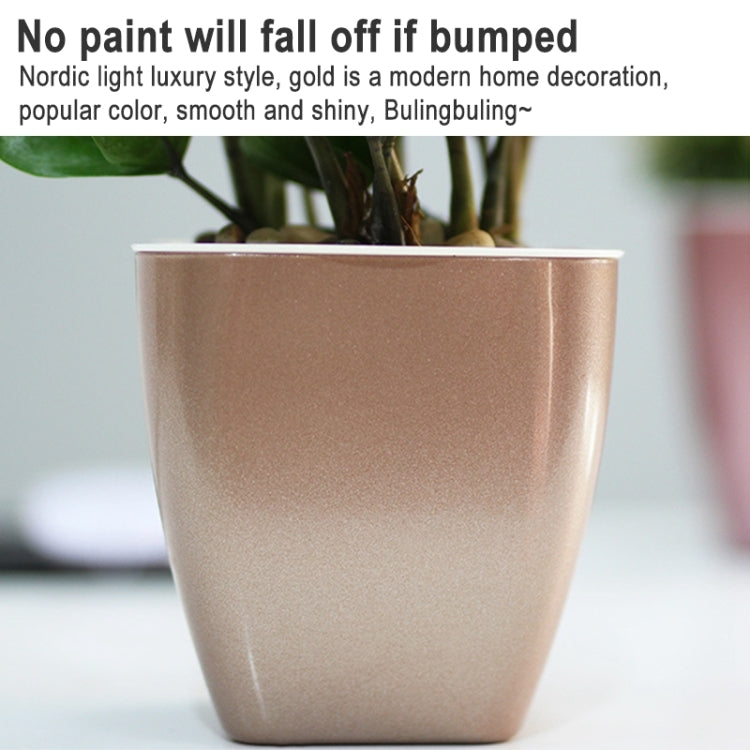 Imitation Metal Colorful Water Storage Plastic Flowerpot, Size: G105 Small Pot(Square Silver Grey) - Flower Pots & Planters by PMc TechLife | Online Shopping South Africa | PMc TechLife | Buy Now Pay Later Mobicred