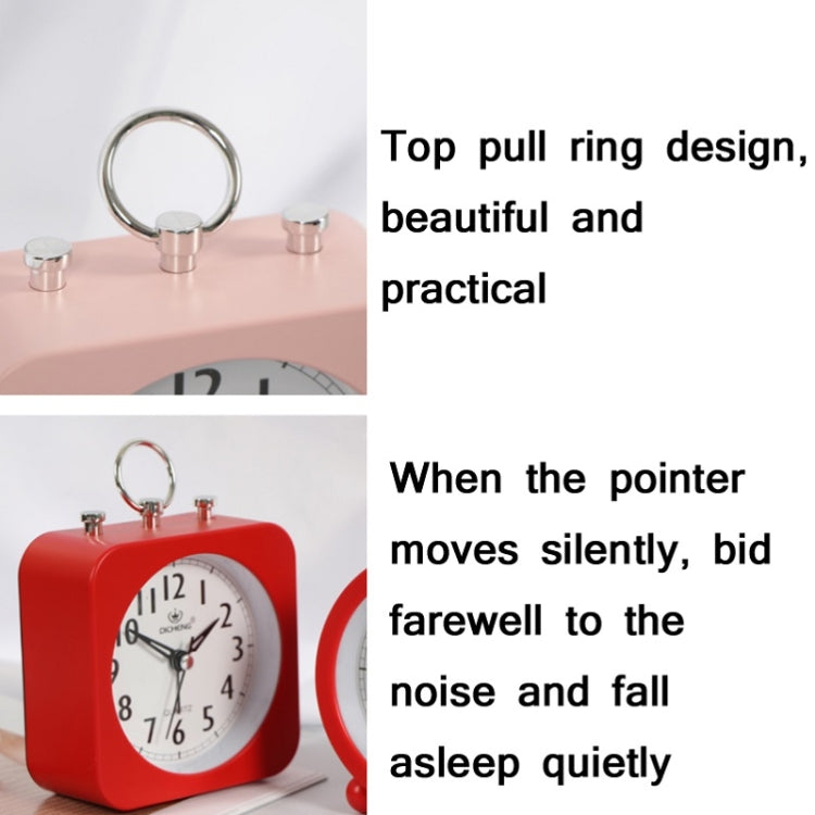 Lazy Silent Small Alarm Clock Office Home Desktop Clock(Pink)