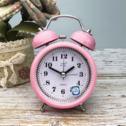 3 Inch Metal Bell Alarm Clock With Night Light Student Bedside Fashion Clock(Pink)