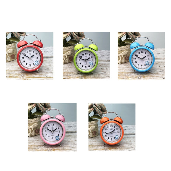 3 Inch Metal Bell Alarm Clock With Night Light Student Bedside Fashion Clock(Orange)