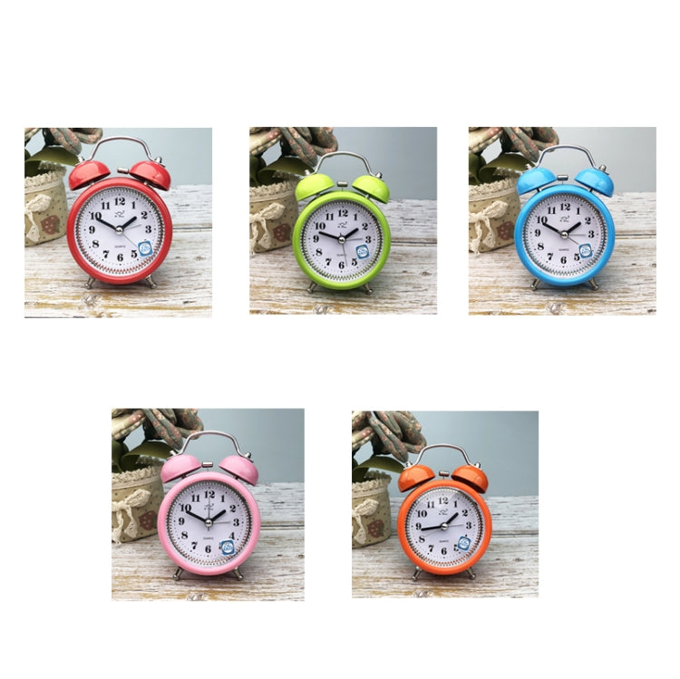 3 Inch Metal Bell Alarm Clock With Night Light Student Bedside Fashion Clock(Orange)