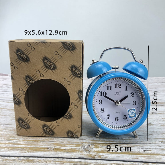 3 Inch Metal Bell Alarm Clock With Night Light Student Bedside Fashion Clock(Orange)