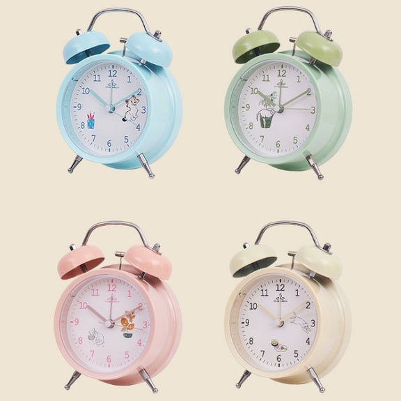 Student Cute Style Bell Alarm Clock Bedside Mute Clock With Light Specification��� Y36 4 Inch (Green)