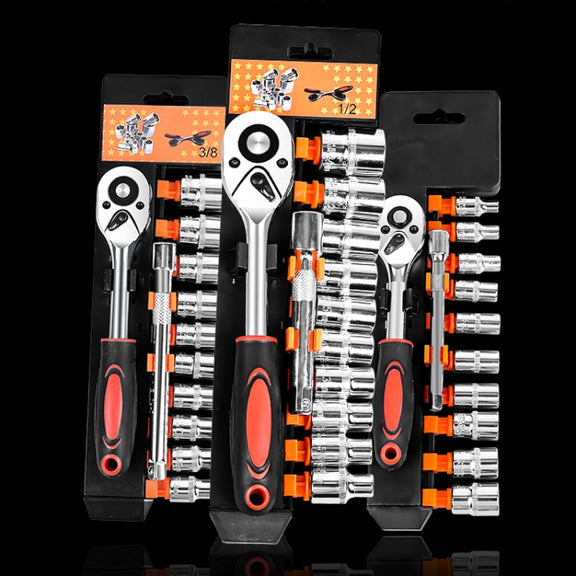 CY-0028 12 PCS/Set Auto Repair Tool Ratchet Quick Socket Wrench Hardware Box Combination, Model: 3/8 Middle Fly