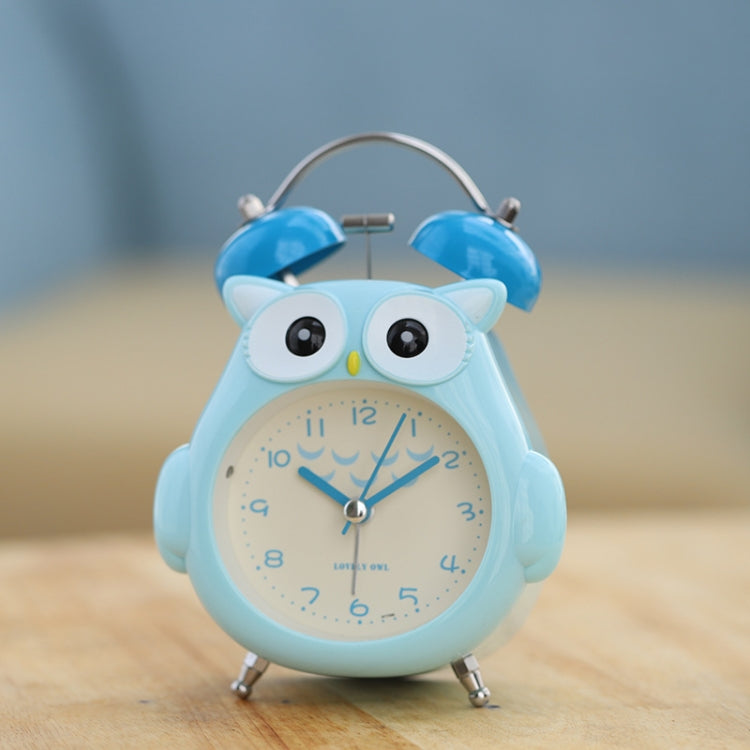 3 Inch Children Cartoon Owl Luminous Silent Bedside Snooze Small Alarm Clock(Light Blue) - free shipping - PMC Jewellery - Order now!