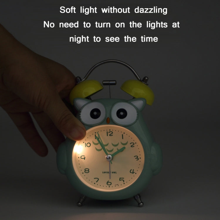3 Inch Children Cartoon Owl Luminous Silent Bedside Snooze Small Alarm Clock(Pink)