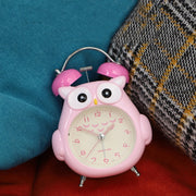 3 Inch Children Cartoon Owl Luminous Silent Bedside Snooze Small Alarm Clock(Pink)