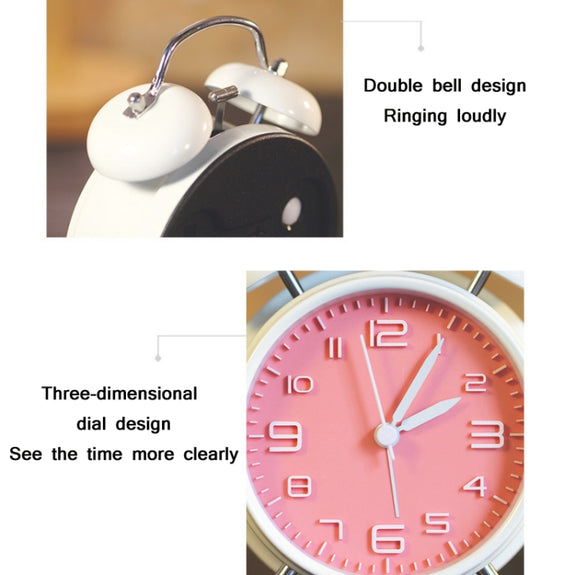 4 Inch Bedroom Bedside Stereo Digital Silent Alarm Clock With Light(White Shell White Surface)