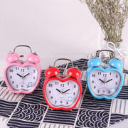 Children Cartoon Apple-Shaped Bedside Mute Desk Clock Metal Bell Digital Alarm Clock(Red)