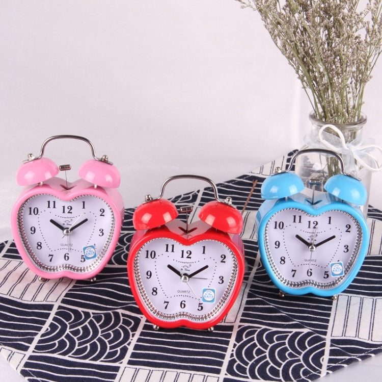 Children Cartoon Apple-Shaped Bedside Mute Desk Clock Metal Bell Digital Alarm Clock(Pink) - Alarm Clocks by PMc TechLife | Online Shopping South Africa | PMc TechLife | Buy Now Pay Later Mobicred