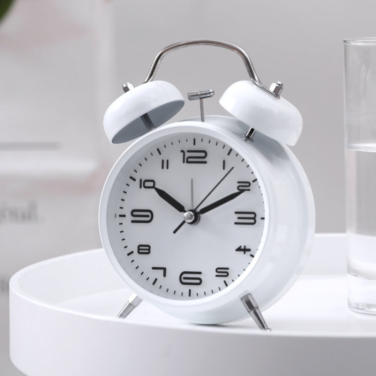 3304T Bedroom Bedside Multifunctional Bell Metal Alarm Clock With Night Light(White) - Alarm Clocks by PMc TechLife | Online Shopping South Africa | PMc TechLife | Buy Now Pay Later Mobicred