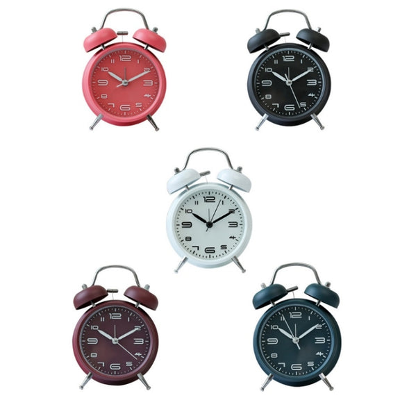 3304T Bedroom Bedside Multifunctional Bell Metal Alarm Clock With Night Light(Black)