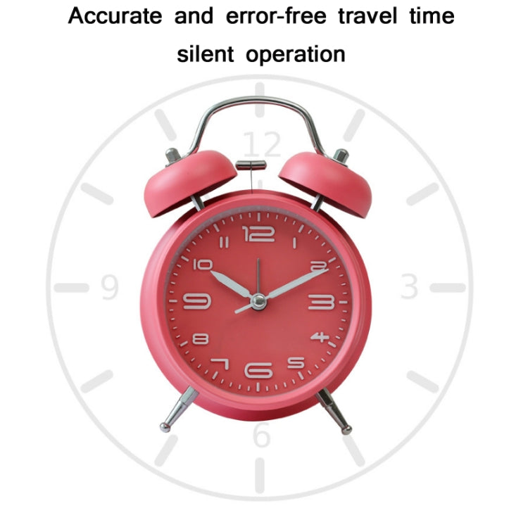3304T Bedroom Bedside Multifunctional Bell Metal Alarm Clock With Night Light(Wine Red)