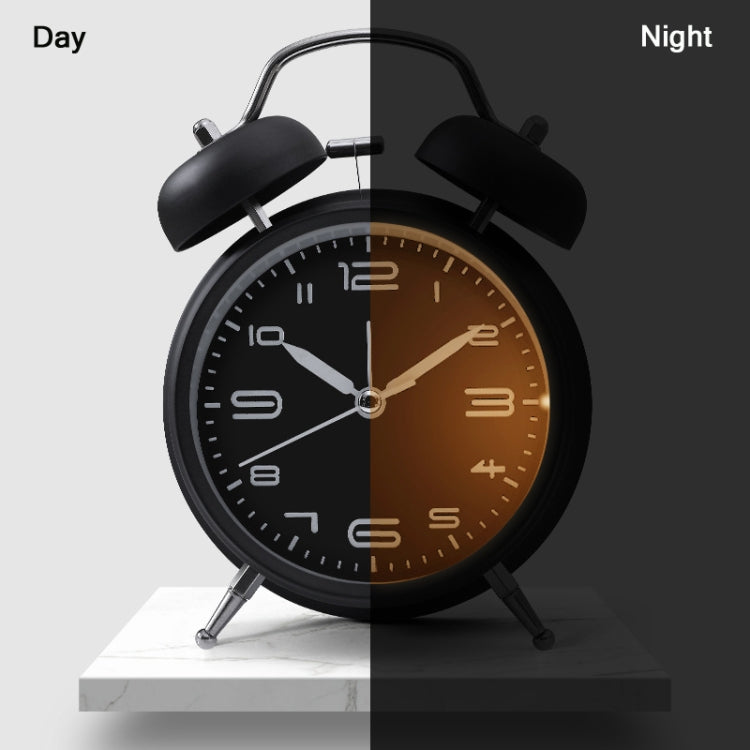 3304T Bedroom Bedside Multifunctional Bell Metal Alarm Clock With Night Light(Navy Blue)