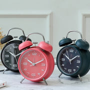 3304T Bedroom Bedside Multifunctional Bell Metal Alarm Clock With Night Light(Pink)