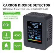 TVOC1 Portable CO2 Air Quality Formaldehyde Carbon Dioxide Detector Indoor Temperature Hygrometer with LED Digital Display(Black)