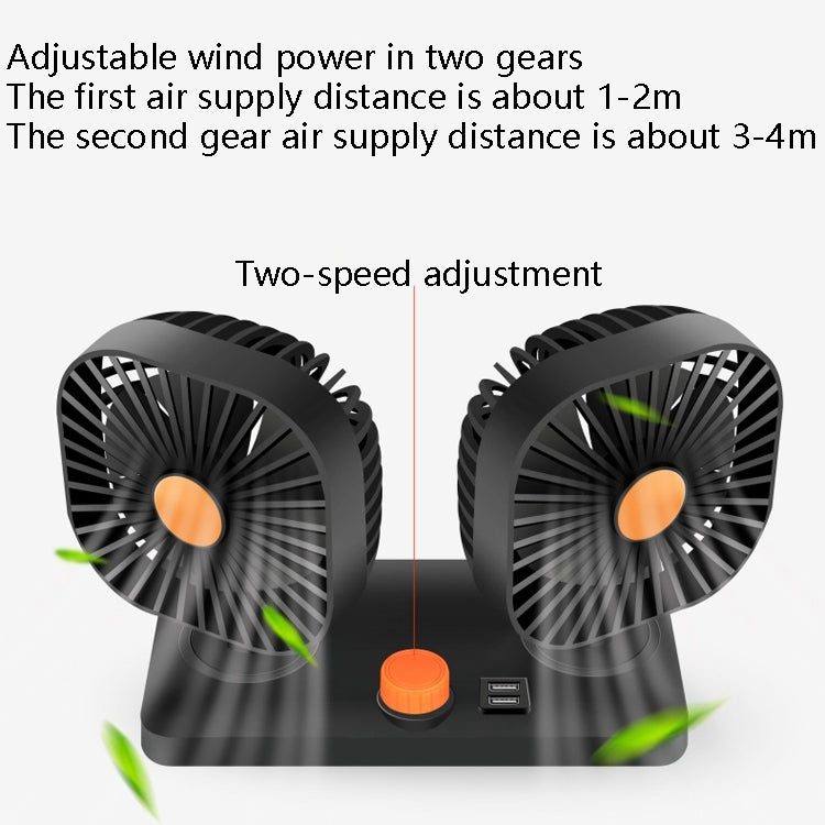 Mini USB 12 / 24V Car Electric Fan Double Head Fan - Heating & Fans by PMC TechLife | Online Shopping South Africa | PMC TechLife | Buy Now Pay Later Mobicred