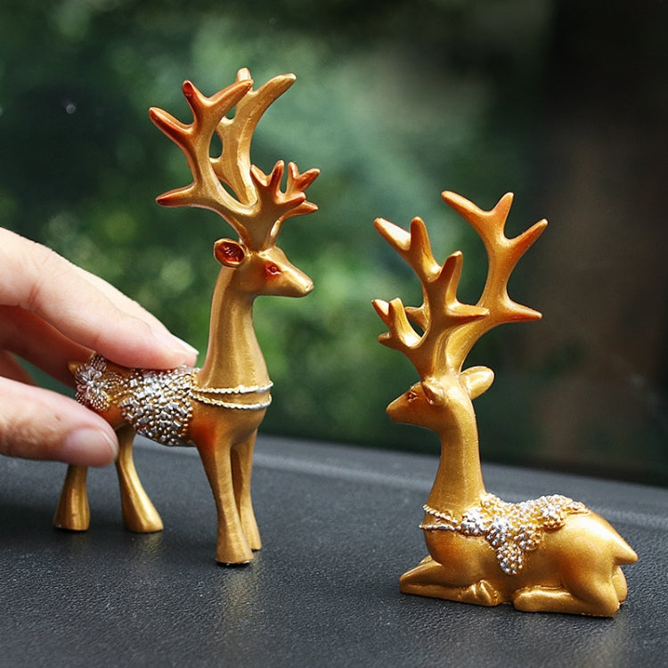 2 Pairs R-8820 Car Ornaments Car Home Safe Deer Decorations(Golden) - Ornaments by PMC TechLife | Online Shopping South Africa | PMC TechLife | Buy Now Pay Later Mobicred