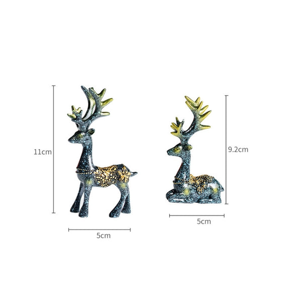 2 Pairs R-8820 Car Ornaments Car Home Safe Deer Decorations(Golden)