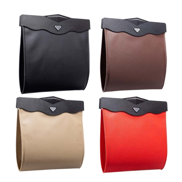 Car Trash Can Car Chair Back Hanging Storage Box Hidden Folding Storage Bag With LED Light(Red)