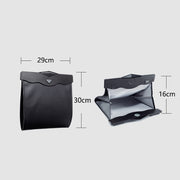 Car Trash Can Car Chair Back Hanging Storage Box Hidden Folding Storage Bag With LED Light(Beige)