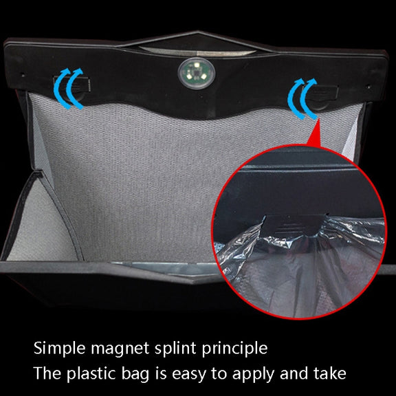 Car Trash Can Car Chair Back Hanging Storage Box Hidden Folding Storage Bag With LED Light(Beige)