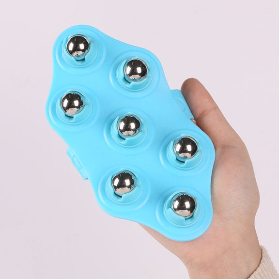 Seven-ball Massager Multifunctional Five-element Meridian Brush Lymphatic Dredging Roller-ball Massager, Shape: Plus Magnetic Blue