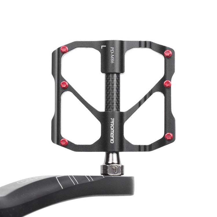 PD-M86C  1 Pair PROMEND Bicycle Road Bike Mountain Bike 3 Palin Carbon Fiber Bearing Pedal(Red)